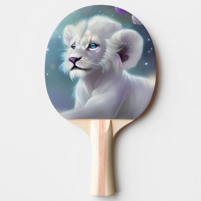 Raquete De Ping Pong Fantasia de Leão Branco (Frente)