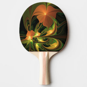 Raquete De Ping Pong Fantasy Plant Abstrato Green Rust Brown Fractal