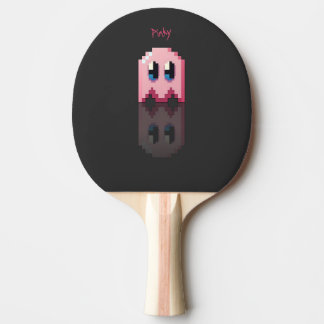 Raquete De Ping Pong fantôme rose nom perso fanart PacMan noir
