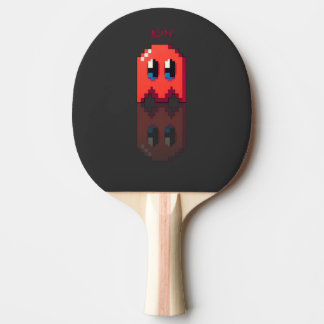 Raquete De Ping Pong fantôme rouge nom perso fanart PacMan noir