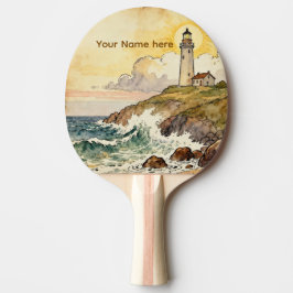 Raquete De Ping Pong Farol em uma Colina, com Vista para as Ondas