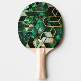 Raquete De Ping Pong Faux Emerald, Green e Dourado, Geométrico