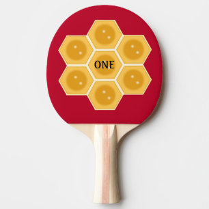 Raquete De Ping Pong Favo de mel moderno sobre vermelho borgonha