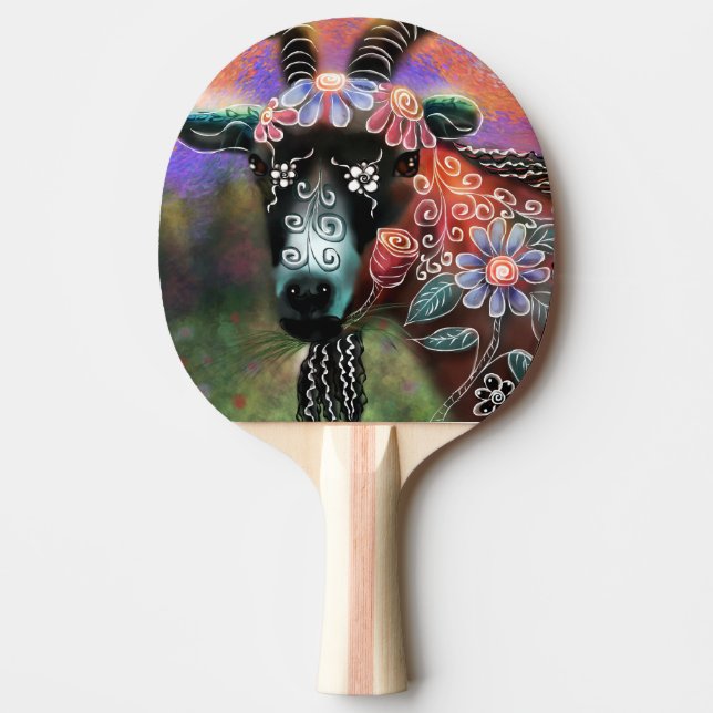Raquete De Ping Pong Fazenda De Capim Floral Para Animais (Frente)