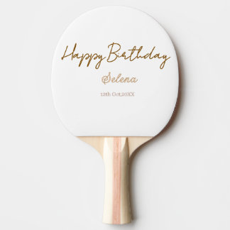 Raquete De Ping Pong feliz aniversário nome data marrom roxo pastel sim