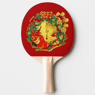 Raquete De Ping Pong Feliz ano novo chinês do Ox