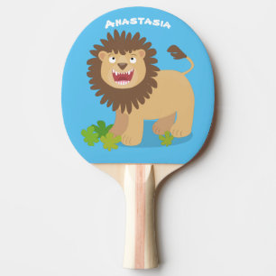 Raquete De Ping Pong Feliz desenho animado de leão