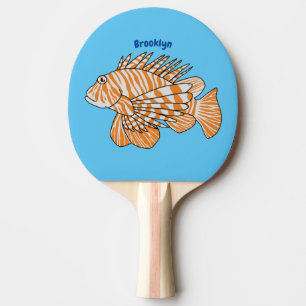 Raquete De Ping Pong Feliz desenho animado de lionfish
