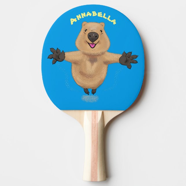 Raquete De Ping Pong Feliz design de desenho de quokka (Frente)