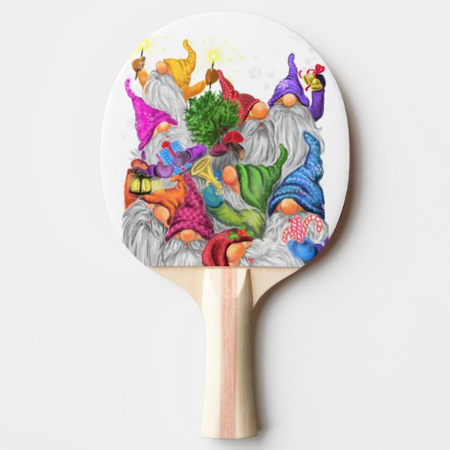 Raquete De Ping Pong Feliz Natal Gnomo Ping Pong Paddle (Frente)