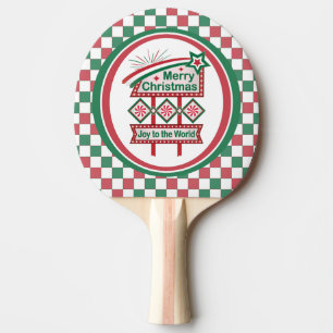Raquete De Ping Pong Feliz Natal - Marquee Retro - Alegria ao Mundo