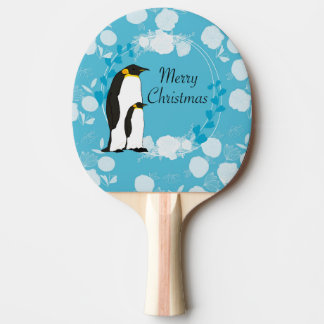 Raquete De Ping Pong feliz natal, natal, pinguim, flores, azul,