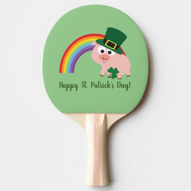 Raquete De Ping Pong Feliz Rua, dia de Patrick, Cute Leprechaun Pig (Frente)