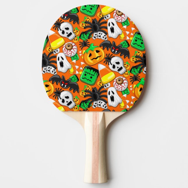Raquete De Ping Pong Festa de Candies do Halloween Spooky (Frente)