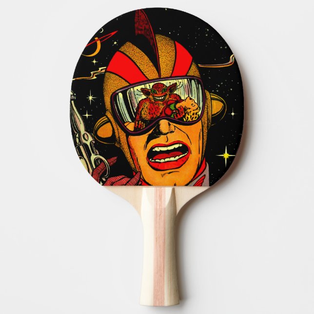 Raquete De Ping Pong Ficção científica do astronauta cómica (Frente)