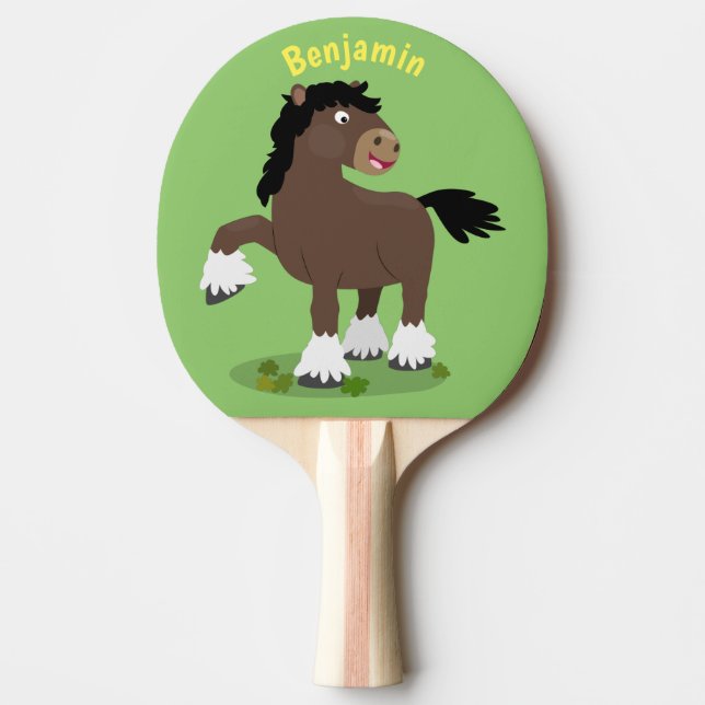 Raquete De Ping Pong Figura de desenho animado de corte Clydesdale (Frente)