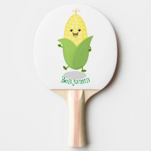 Raquete De Ping Pong Figura de desenho animado de milho feliz