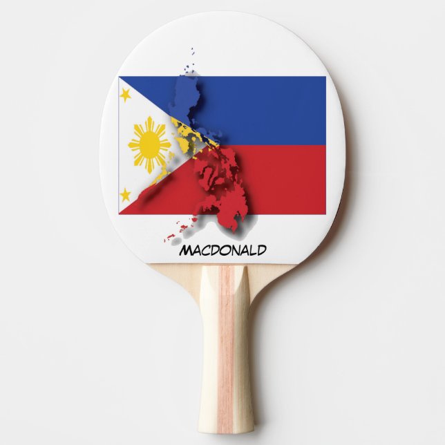 Raquete De Ping Pong FILIPINAS SINALIZADOR E MAPA Personalizado (Frente)