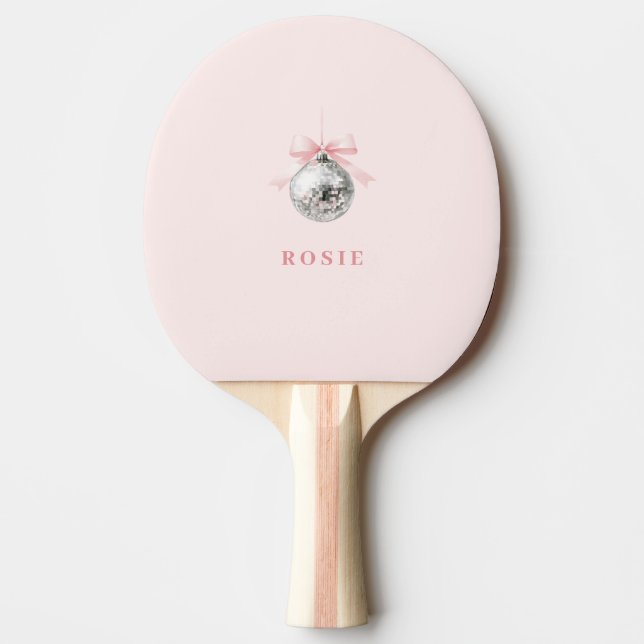 Raquete De Ping Pong Fita Rosa da Bola do Disco Coquette Personalizada (Frente)