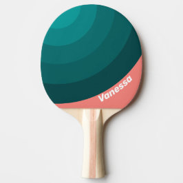 Raquete De Ping Pong Flamingo Aqua Círculo Listrado com Nome
