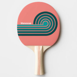 Raquete De Ping Pong Flamingo Aqua Curl Listras com Nome