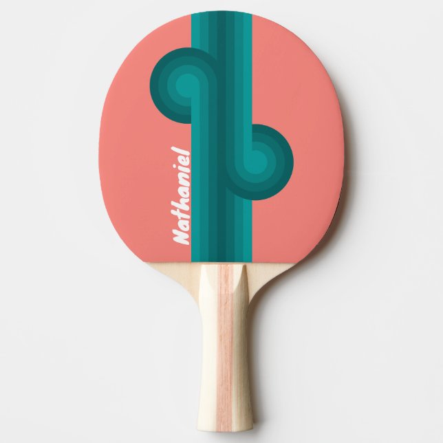 Raquete De Ping Pong Flamingo Aqua Listra Loop com Nome (Frente)