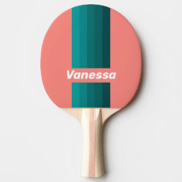 Raquete De Ping Pong Flamingo Aqua Pin Stripes with Name