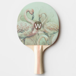 Raquete De Ping Pong Flamingo Monograma Personalizado