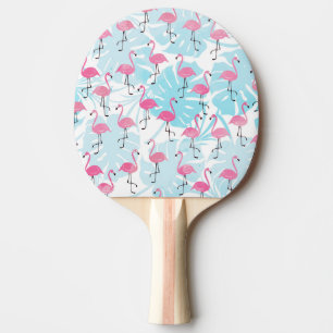 Raquete De Ping Pong flamingos graciosos e folhas de monstera