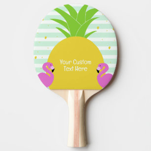 Raquete De Ping Pong Flamingos Tropicais de Texto Personalizado