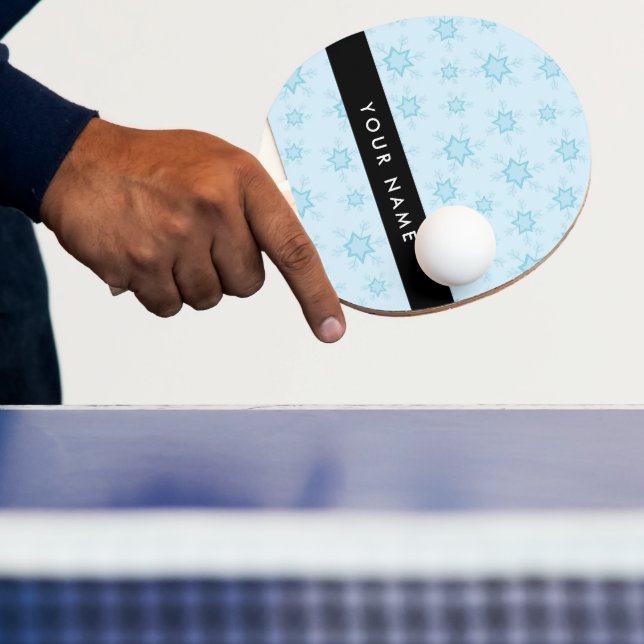 Raquete De Ping Pong Flocos de neve azuis, seu nome, Personalize (Insitu)