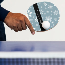 Raquete De Ping Pong Flocos de neve brancos, Cinzas, seu nome, Personal