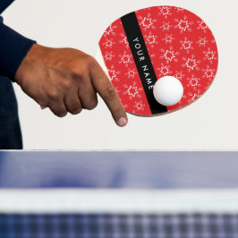 Raquete De Ping Pong Flocos de neve vermelhos e brancos, seu nome, pers