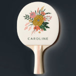 Raquete De Ping Pong Flor Botânica Minimalista Simples Personalizada<br><div class="desc">Patilho de pino personalizado com ventilador inferior minimalista simples</div>