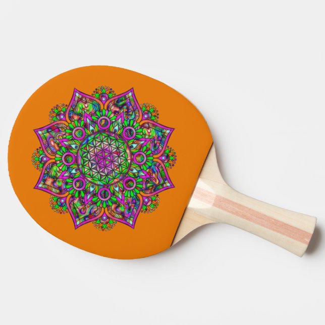 Raquete De Ping Pong Flor Da Vida - Índia Mandala 1 (Lateral)