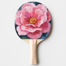 Raquete De Ping Pong Flor de Peônia Rosa Aquarela Floral