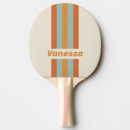 Raquete De Ping Pong Flor do Deserto Vintage com Faixas e Nome