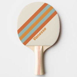 Raquete De Ping Pong Flor do Deserto Vintage Listrada com Nome
