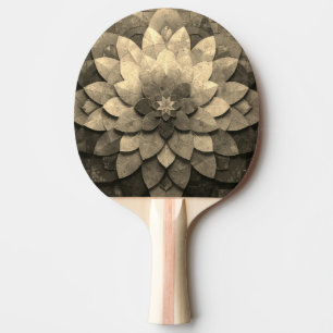 Raquete De Ping Pong Flor Texturizada com Mandala, Ouro antigo