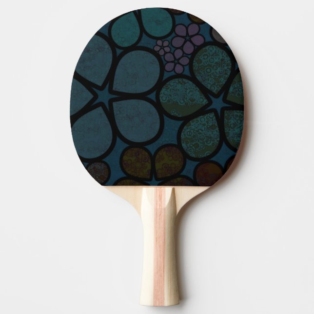Raquete de Ping Pong Floral Escura Texturizada Mod (Frente)