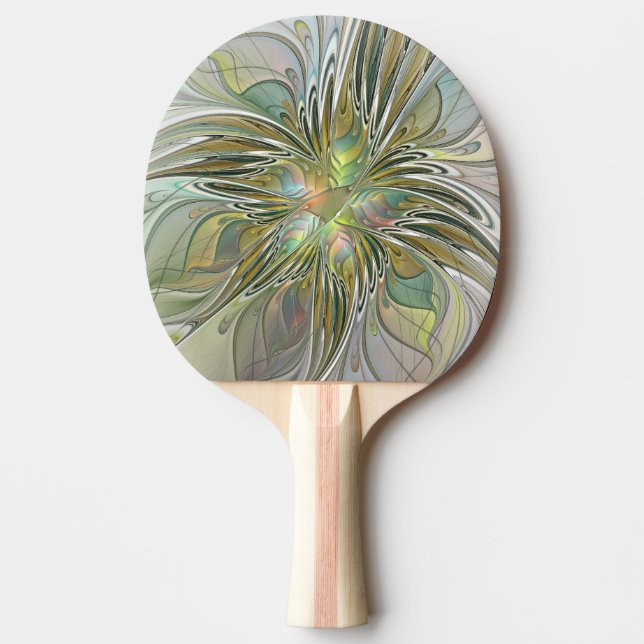 Raquete De Ping Pong Floral Fantasy Moderna Arte Fractal Flor Com Doura (Frente)