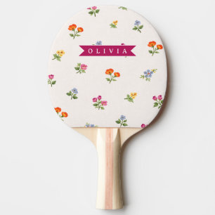 Raquete De Ping Pong Floral Personalizada de Campo Cottagecore Flores S