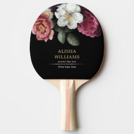 Raquete De Ping Pong Floral Personalizado Preto de Luxo
