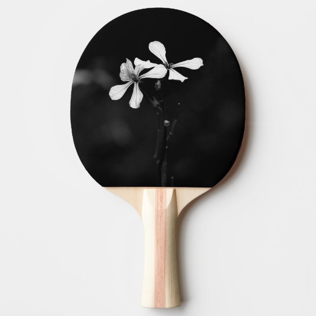 Raquete De Ping Pong floral preto e branco mínimo (Frente)
