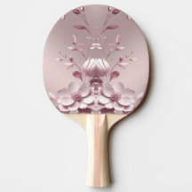 Raquete de Ping Pong Floral Rosa