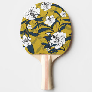 Raquete De Ping Pong Flores Amarelas Sem Fios.