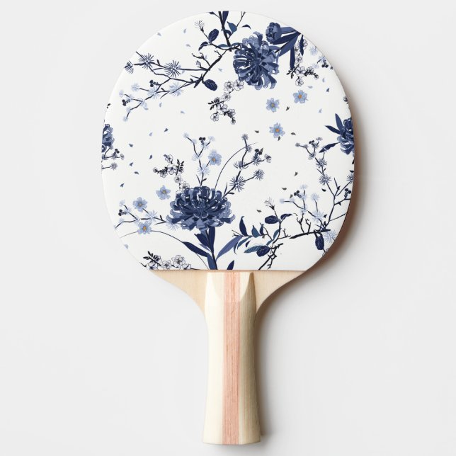 Raquete De Ping Pong Flores azuis (Frente)
