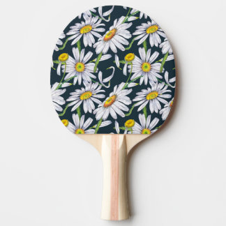 Raquete De Ping Pong Flores Chamomila: Cor Azul Escura Da Água.