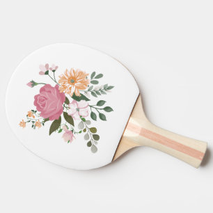 Raquete De Ping Pong Flores de aquarela
