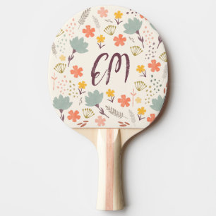 Raquete De Ping Pong Flores de Monograma e Cota
